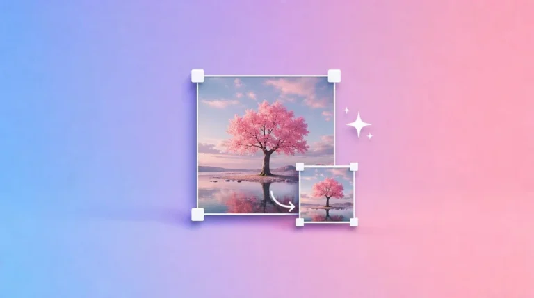 Large photo resized to a smaller copy with resize handles