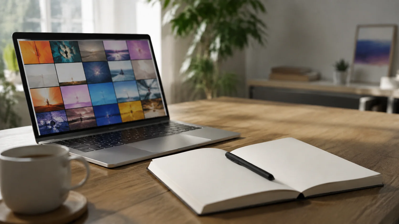 Laptop showing image search results while planning image SEO for a website