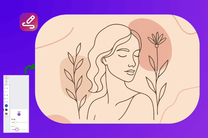 Freehand brush strokes drawn over a photo in the ArtsFlick editor