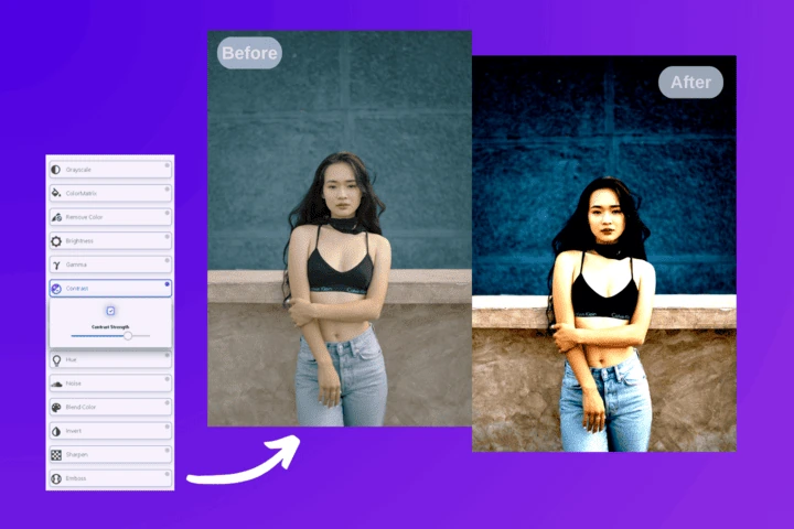 Blur and glow effects applied to a photo in the ArtsFlick editor